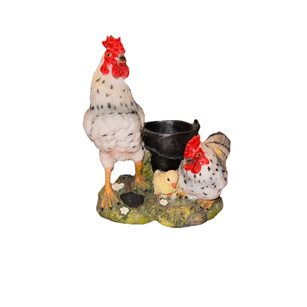 Vintage‎ Rooster Hen Family Figurine Country Cottagecore Farmhouse Decor Accent